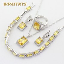 Ts for women yellow zirconia 925 stamp necklace pendant earrings ring bracelet gift box thumb200