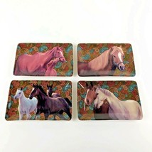Set of 4 Vintage Cracker Barrel Country Style Family Horse Dish Ring Tray 4x6 - £21.80 GBP