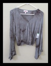 Women’s Crop Top Wrap-Effect Crop Top - Gray Tie-Dye Crop Top Juniors Si... - €8,43 EUR