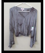 Women’s Crop Top Wrap-Effect Crop Top - Gray Tie-Dye Crop Top Juniors Si... - €8,37 EUR