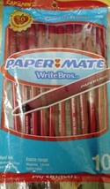 Lot Of 9 Papermate Writebros Red Ink Cap Pen 10pk 1.0mm Medium Ball Point Pen - £7.76 GBP