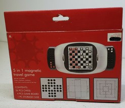 Magnetic travel game - 5 in 1 chess, checkers, solitaire, tic-tac-toe an... - £20.76 GBP