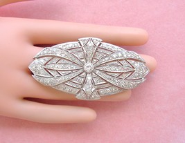 ANTIQUE ART DECO 5ctw DIAMOND PLATINUM BIG STATEMENT COCKTAIL  PIN BROOC... - $6,612.21