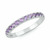 2.40Ct Round Cut CZ Amethyst Eternity Engagement Band 14K White Gold Plated - £114.30 GBP