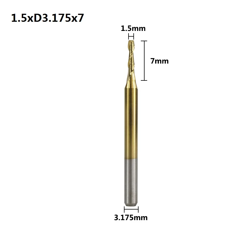 XCAN 10pcs 0.8-3.175mm Titanium Coated 2 Flute Flat End Mill 3.175mm Sha... - $2,255.20 MXN