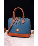 Ashleigh Blue Color Contrast PU Leather Zipper Tote Bag - $37.24