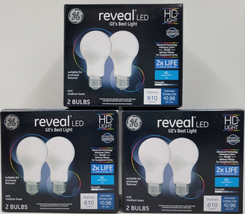 3 GE Reveal 60 Watt EQ A19 Color Enhancing Dimmable LED Light Bulb 60w 2... - $20.00