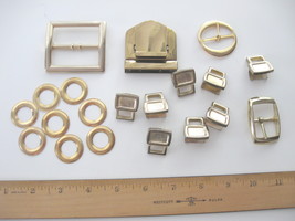 Lot of 20 Pieces Vintage Gold Tone Metal Buckles and Accessories for Cra... - $17.99