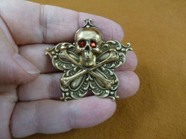 B-SKULL-16 Skull cross crossbones red eyes Pin pirate lover SALTY SEA DOG brooch - £15.51 GBP