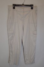Chicos Size 2 Womens 14 Casual Cargo Crop Linen Blend Pants Beige Neutral - £11.17 GBP