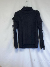 Wynter Fringed Black Turtleneck Sweater Size Medium NWOT - $37.62