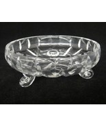 Vintage Three Footed Clear Glass Bowl Candy Dish Vertical Cuts 5&quot; - £7.42 GBP