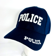 Police Baseball Cap Hat White 3D Embroidered Adjustable Blue 6 Panel - £19.97 GBP