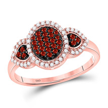 10kt Rose Gold Womens Red Color Enhanced Diamond Oval Cluster Ring 1/3 Cttw - £314.79 GBP