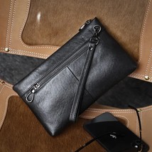 Business Men&#39;s Clutch Bag Handmade Leather Handbag Envelope Bag Multi-Function L - £97.12 GBP