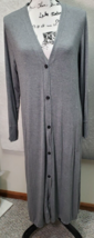 Cuddl Duds Long Cardigan Womens Medium Gray Software With Stretch Button Front - £19.89 GBP