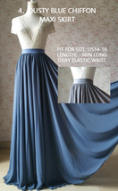 Navy Blue Maxi Chiffon Skirt Summer Women Plus Size Floor Length Chiffon Skirt image 5