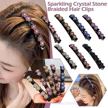 7PC Sparkling Crystal Stone Braided Hair Clips Satin Rhinestone Fabric Hair Clip - $13.99