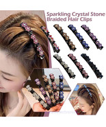 7PC Sparkling Crystal Stone Braided Hair Clips Satin Rhinestone Fabric H... - $19.17 CAD