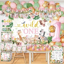 116Pcs Wild One Birthday Decorations 1St Girl Set, Wild One Jungle Birthday Deco - £36.06 GBP