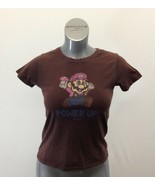 Nintendo Mario Power Up Girls Graphic T Shirt Size Large Brown Short Sleeve - £8.60 GBP