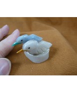 (Y-BIR-EG-460) pair of Egrets white + blue love bird gemstone STONE Peru... - $246.68 MXN
