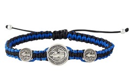 Saint Benedict Blue &amp; Black Macrame Bracelet, New #AB-83 - £4.67 GBP