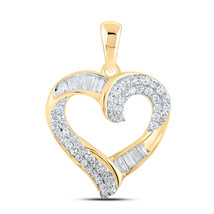 10kt Yellow Gold Womens Round Diamond Heart Pendant 1/2 Cttw - £368.90 GBP