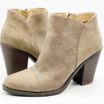 Esprit Womens 8 Kali Perforated Ankle Bootie Taupe Brown Block Heel Preppy  - £19.18 GBP