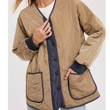 Color Block Lightweight Quilted Button Front Jacket Olive M/L - £35.83 GBP