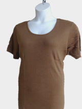 Roaman&#39;s Plus Sizes LX 18-20W S/S Scoop Neck Cotton Top Lt Brown - £4.64 GBP