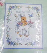 Sunset BabyHugs Counted Cross Stitch Welcome Baby Birth Record Sampler Unicorn - £19.61 GBP