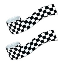 Race Party Black and White Checkered Paper Crepe Streamer Decoration, 30... - £9.21 GBP