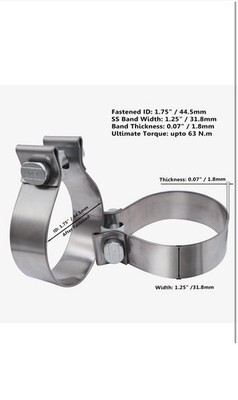 2x1.75" Exhaust Clamp Narrow Band For Muffler Exhaust Pipe Stainless Steel Item image 2