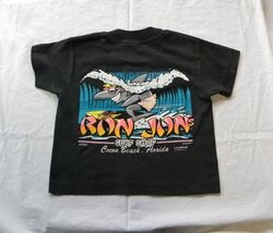 1986 Ron Jon Surf Shop T Shirt Graphic Shark Black Tee Cocoa Beach XS-Ch... - $25.75