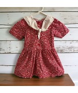 Vintage Oshkosh Bgosh Girls Floral Hearts Red White Dress Size 4 Short S... - £49.18 GBP