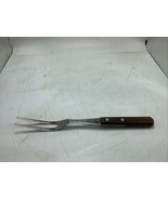 Vintage Flint USA Stainless Steel Meat Carving Fork W/ Wooden Handle Hea... - $220.95 MXN