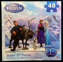 Disney&#39;s Frozen Super 3D Puzzle 48 pieces 18 x 12 Olaf Anna Elsa Sven Disney NEW - £9.29 GBP