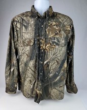 Duxbak Mens M Camouflage Long Sleeve Button Shirt Hunting Real Tree swea... - £16.45 GBP