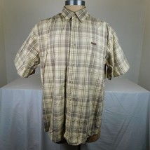 Carhartt Men Yellow Brown Button Down Shirt Short Sleeve Plaid Size XL C... - $14.52