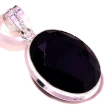 Black Spinel Faceted Gemstone Fashion Gift Pendant Jewelry 1.90" SA 4663 - £4.77 GBP