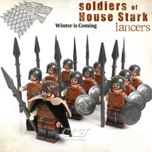 10pcs Game of Thrones Minifigures Hallis Mollen Lancers Soldiers of House Stark - £16.63 GBP