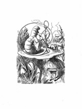 Alice In Wonderland Giclee Print From Sir John Tenniel- Caterpillar and Alice - £14.23 GBP