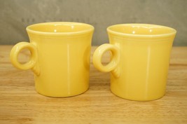 MODERN Pottery Homer Laughlin Fiesta Sunflower Yellow Loop Handle Coffee Mugs - £16.60 GBP