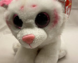 Ty Beanie Boos Tabor White and Pink Tiger  6&quot; Beanbag Plush Stuffed Toy  - £6.65 GBP