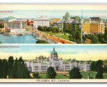 Dual View Empress Hotel Parliament Victoria BC Canada UNP Linen Postcard... - £3.07 GBP