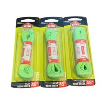 Lot of 3 KIWI Style Flat Neon Green 45&quot; Shoeslaces, 5-6 Eyelets - £8.75 GBP