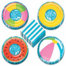 Pool Party Supplies - Inflatable Floaties Paper Dessert Plates and Striped Bever - £12.17 GBP