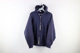 Vtg 70s Streetwear Mens Large Distressed Blank Lined Full Zip Hoodie Sweatshirt - $98.95