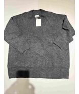 MANGO Women’s Oversized V-Neck MEDIUM CHARCOL Pullover Sweater NWT Comfy... - $40.09 CAD